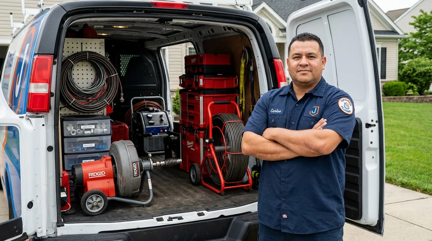 Professional drain cleaning equipment and Johns Plumbing LLC plumber in Raymondville