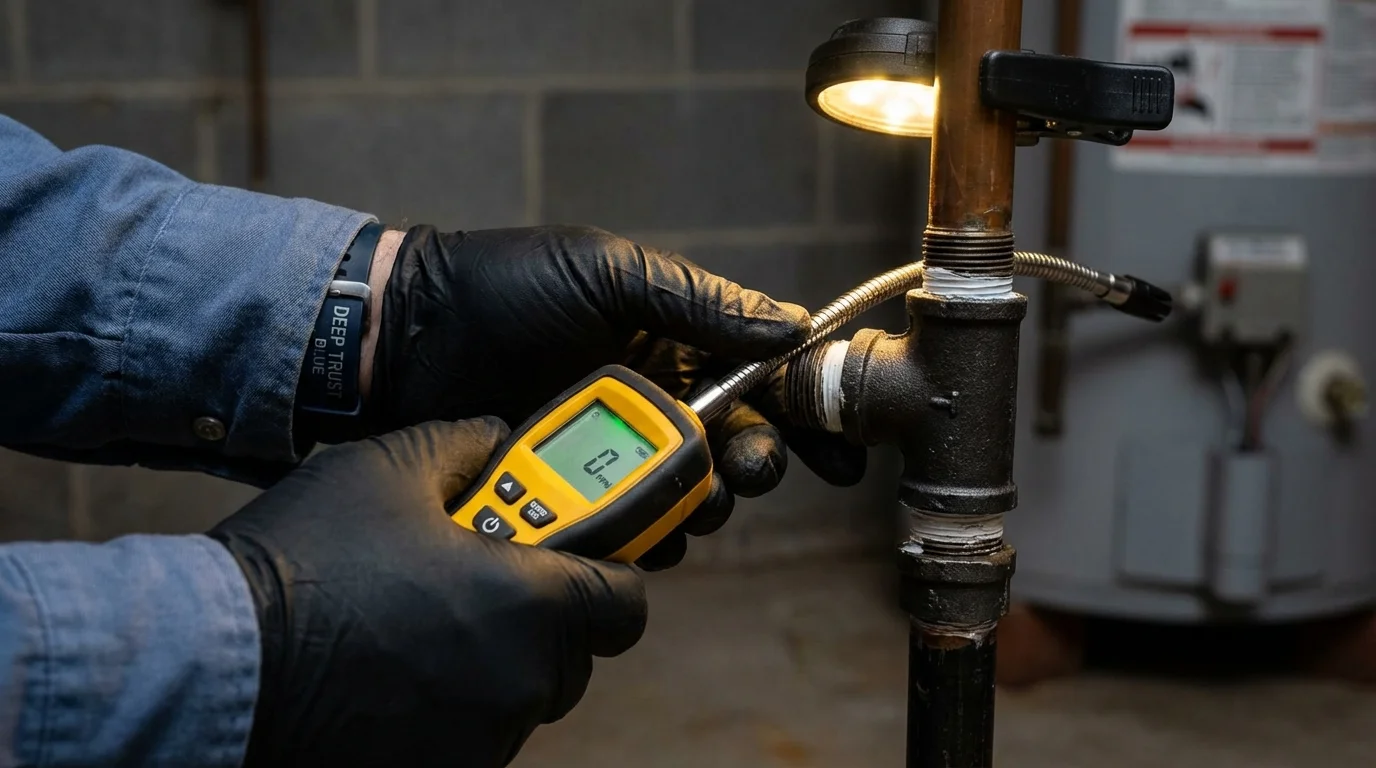 Gas leak detection with electronic sniffer by Johns Plumbing LLC in Raymondville