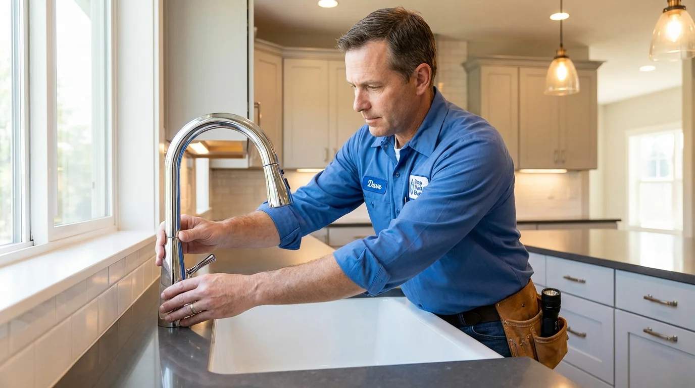 Kitchen faucet installation by Johns Plumbing LLC in Raymondville